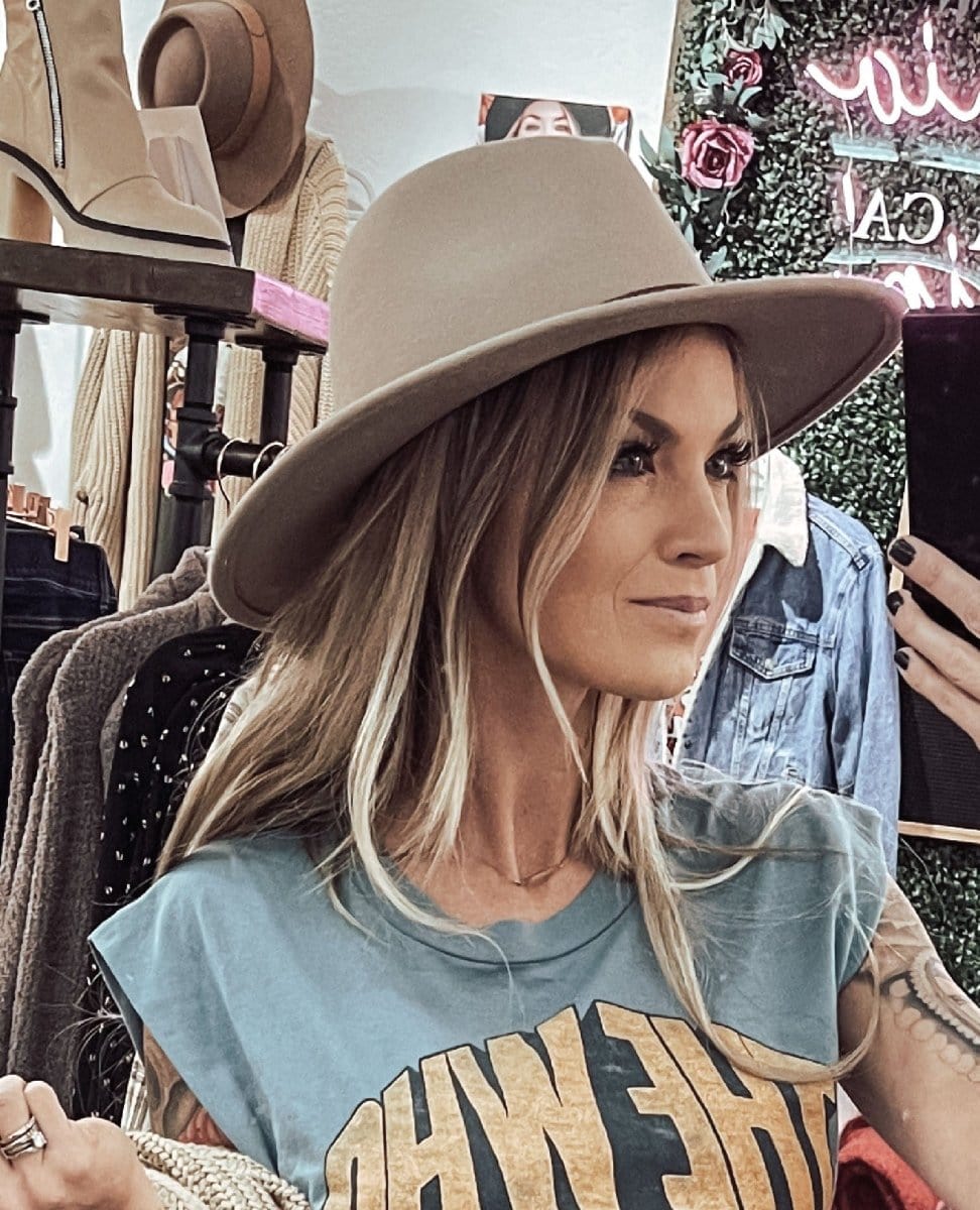 Restocked Billie Felt Fedora Taupe - PINK ARROWS