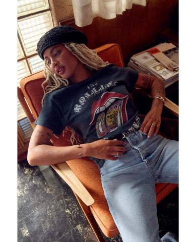 Restocked Rolling Stones Ticket Tee Vintage Black - PINK ARROWS