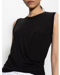 Ribbed Ruched Tank Black - PINK ARROWS