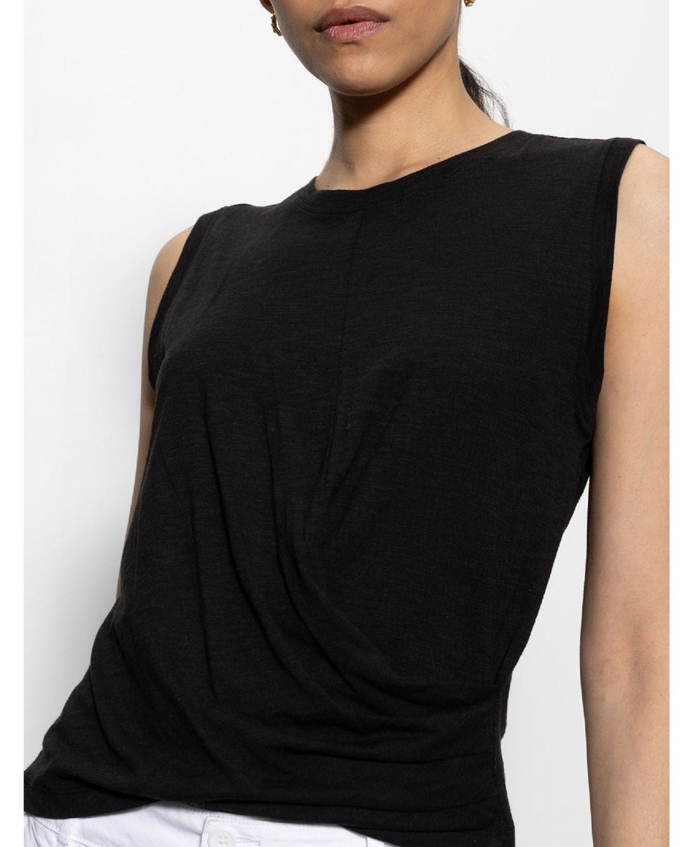 Ribbed Ruched Tank Black - PINK ARROWS