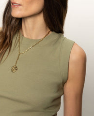 Ribbed Ruched Tank Sage - PINK ARROWS