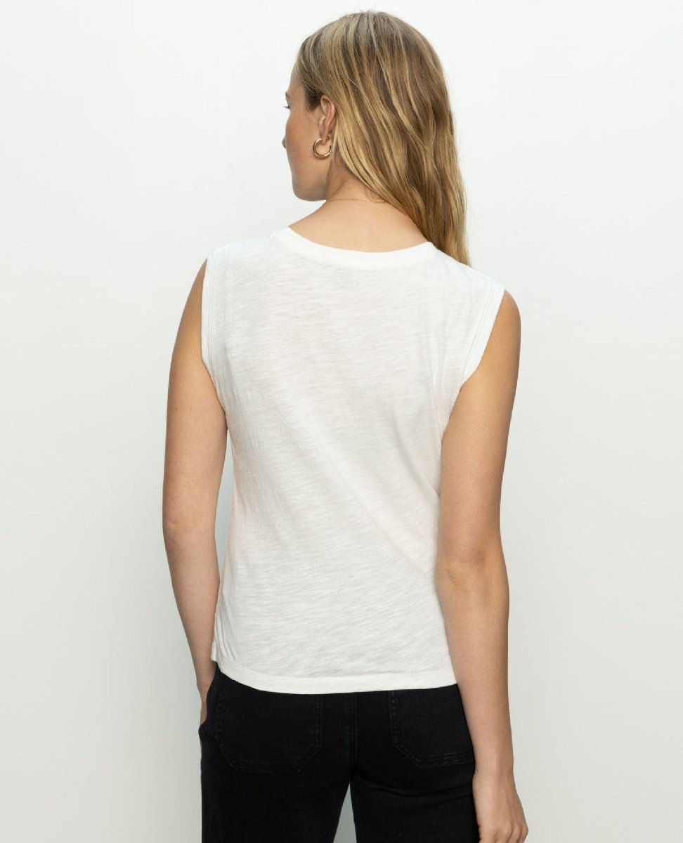Ribbed Ruched Tank White - PINK ARROWS