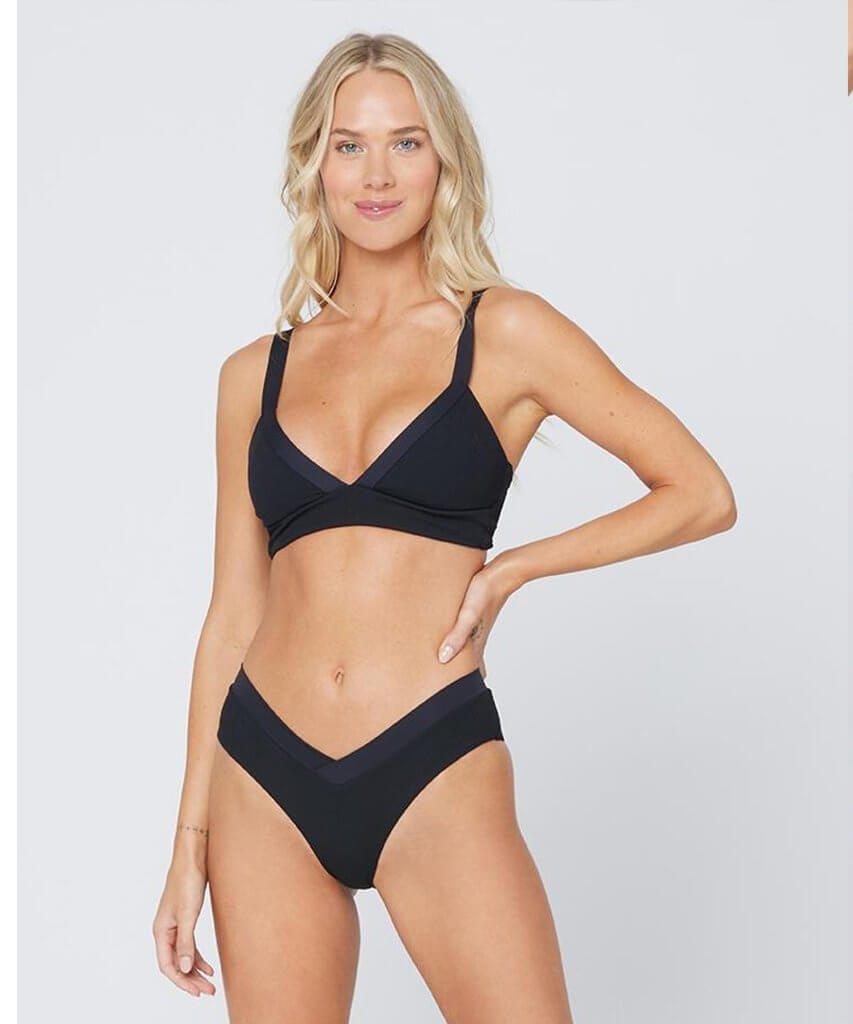 Ribbed Vera Bikini Top Black - PINK ARROWS