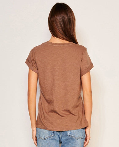 Rolled Sleeve Vintage Tee Taupe - PINK ARROWS