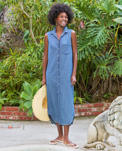 Rory Sleeveless Dress Vintage Indigo - PINK ARROWS
