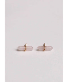 Rose Quartz Mineral Point Love Earrings - PINK ARROWS