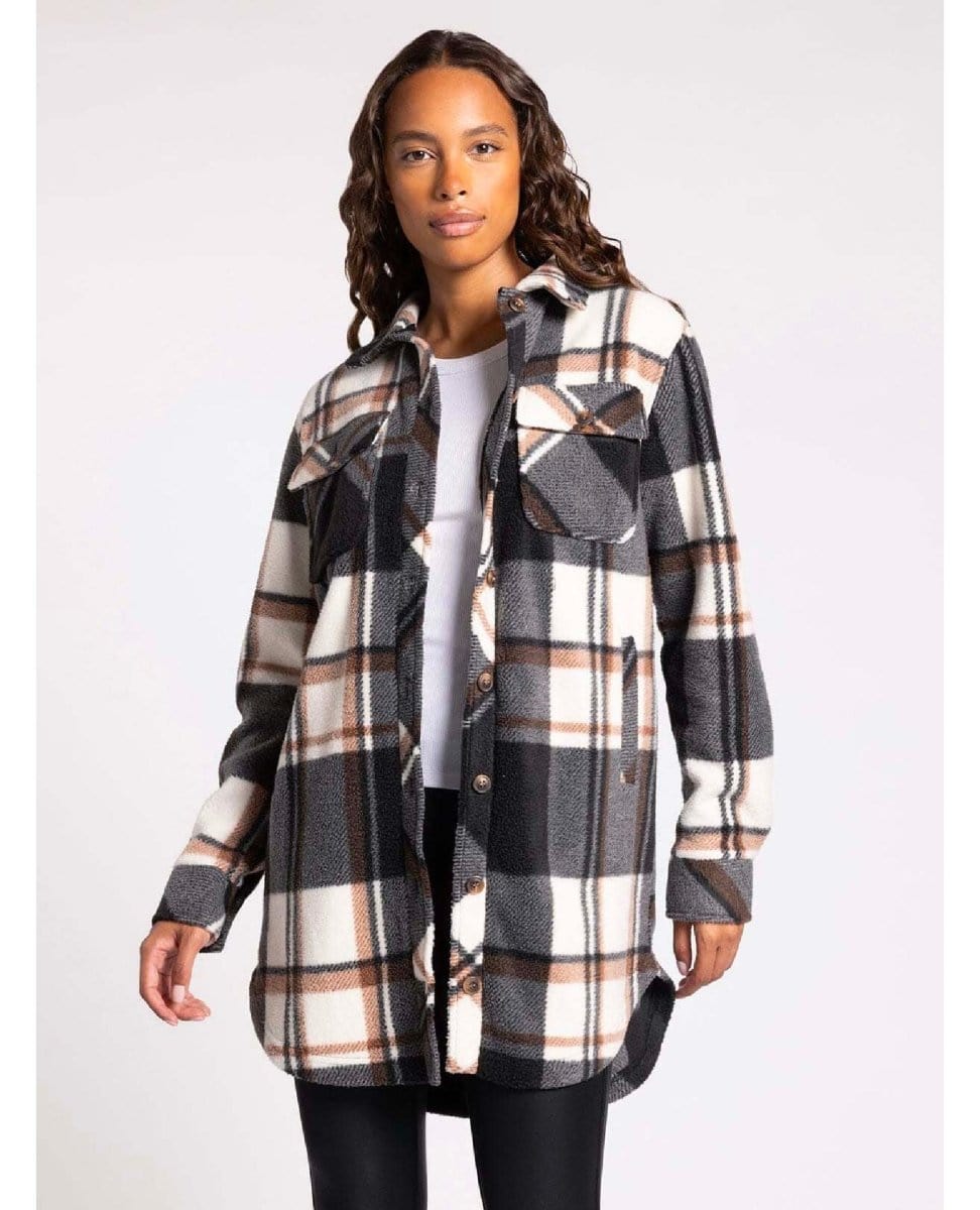 Roswell Plaid Jacket Brown Plaid - PINK ARROWS