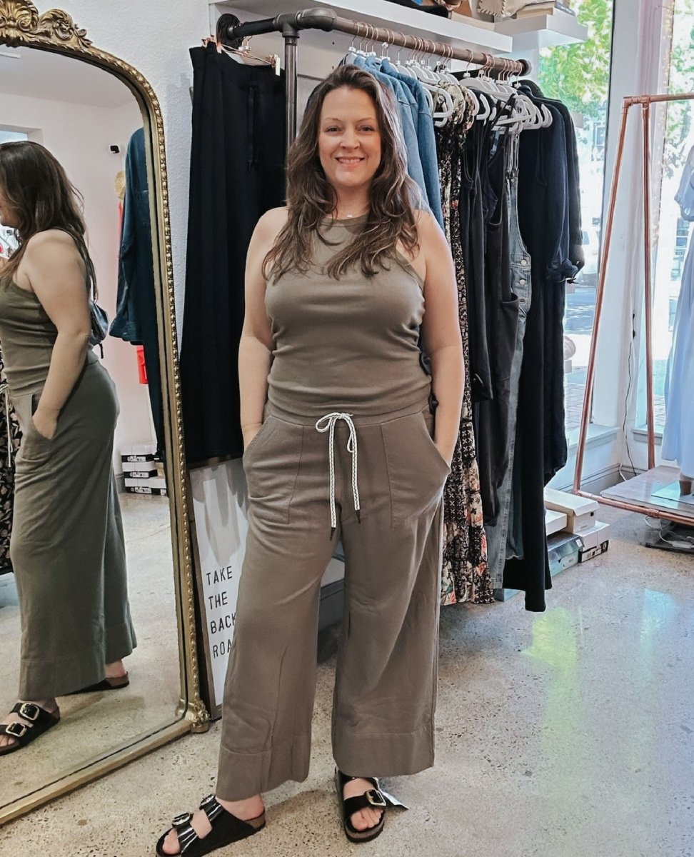 Sadie Drawstring Pant Olive - PINK ARROWS