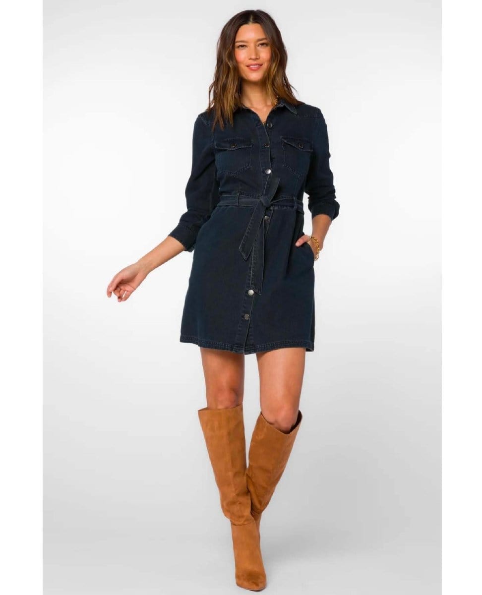 Sahara Denim Belted Overdye Dress