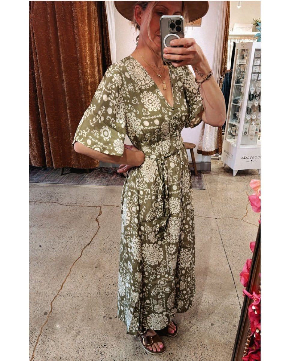 Samuel Dress Salvia Green - PINK ARROWS