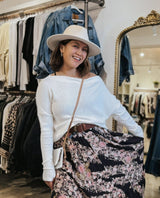 Santos Super Soft Cream Top - PINK ARROWS
