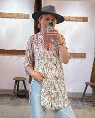 Savannah Shirt Dress Mink Combo - PINK ARROWS