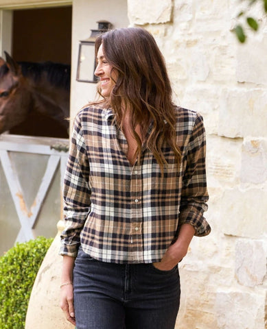 Silvio Untuckable Sand Camel Black Plaid - PINK ARROWS