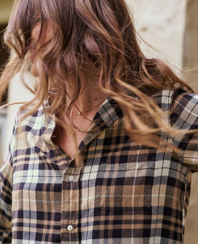 Silvio Untuckable Sand Camel Black Plaid - PINK ARROWS