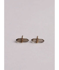 Smoky Quartz Mineral Point Hope Earrings - PINK ARROWS