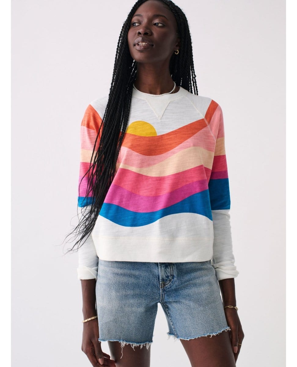 Soleil Sunwashed Slub Crewneck - PINK ARROWS