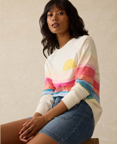 Soleil Sunwashed Slub Crewneck in Sun Spritz - PINK ARROWS