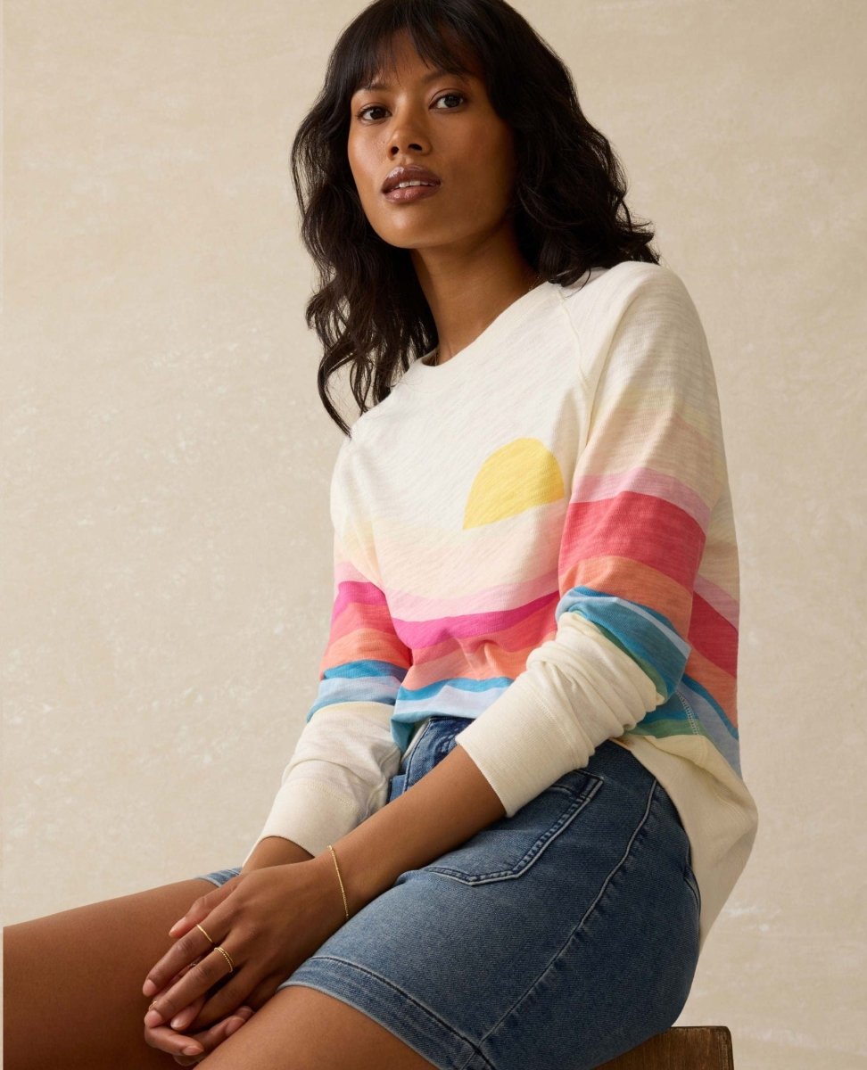 Soleil Sunwashed Slub Crewneck in Sun Spritz - PINK ARROWS