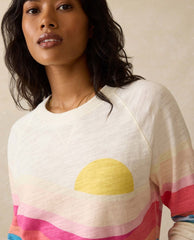Soleil Sunwashed Slub Crewneck in Sun Spritz - PINK ARROWS