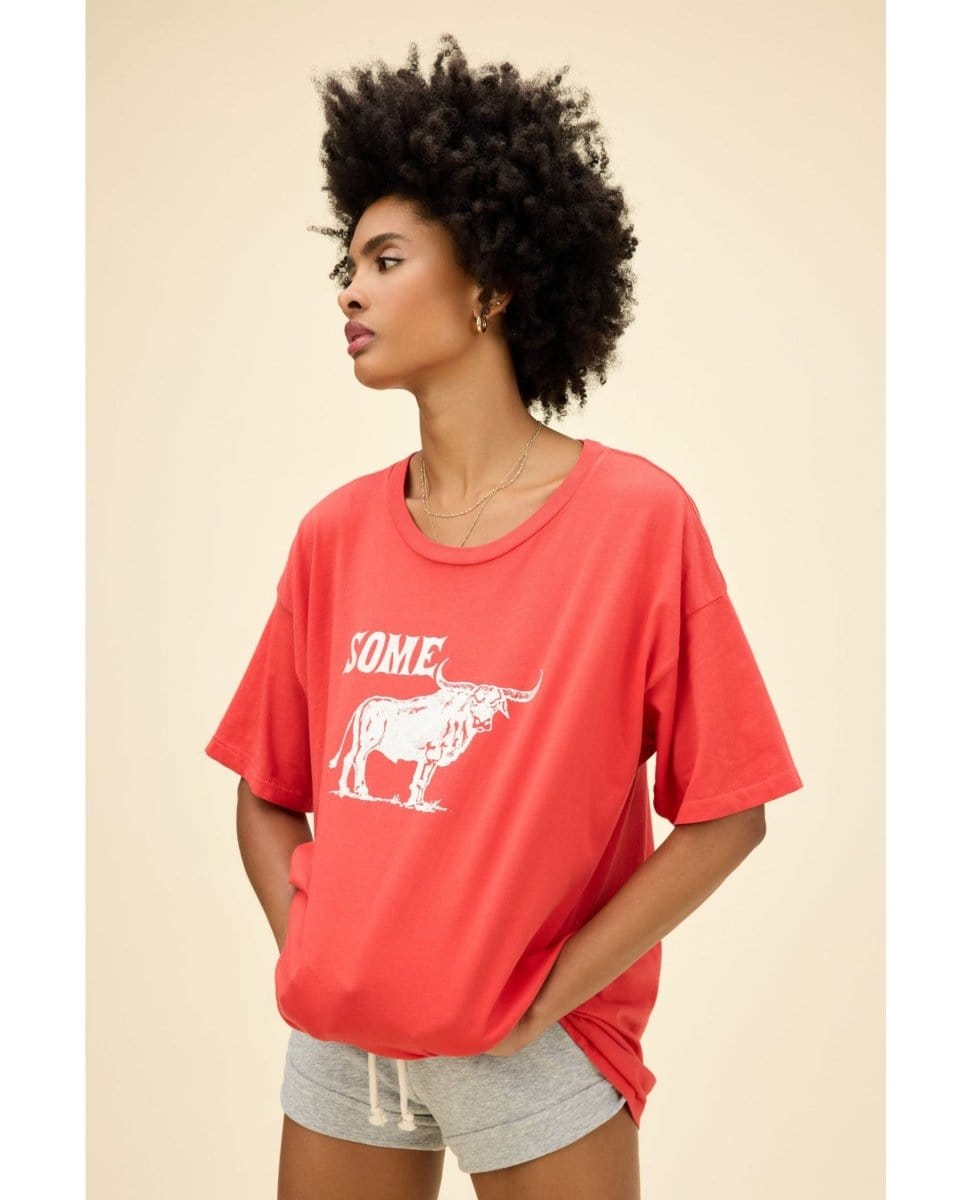 Some Bull Vintage Red Merch Tee - PINK ARROWS