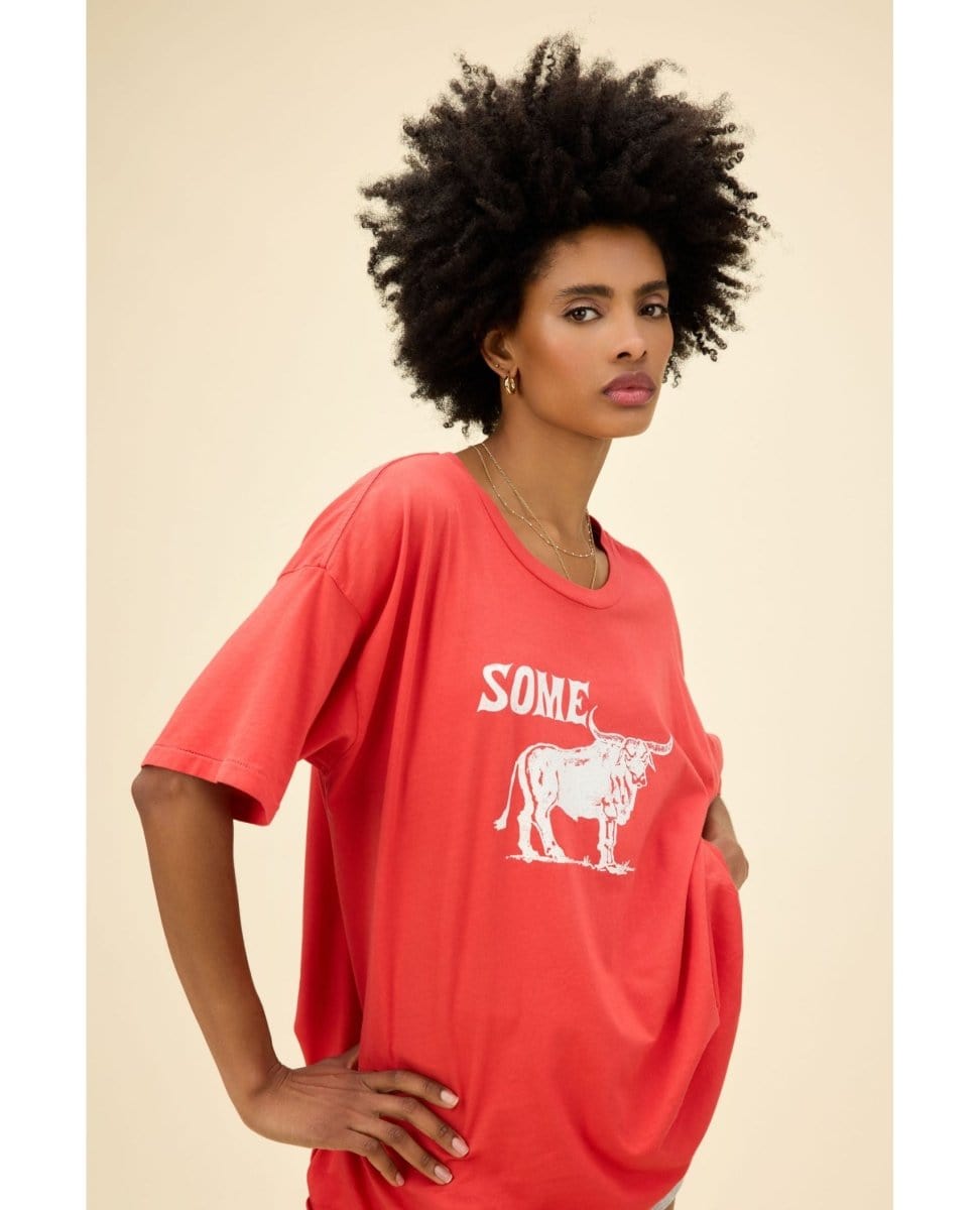 Some Bull Vintage Red Merch Tee - PINK ARROWS