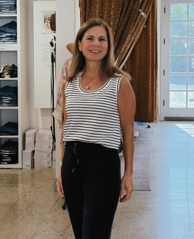 Spanx Stripe Tank Black - PINK ARROWS