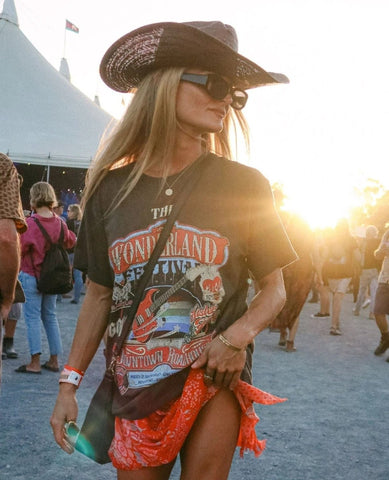 Spell Wonderland Biker Tee Charcoal - PINK ARROWS