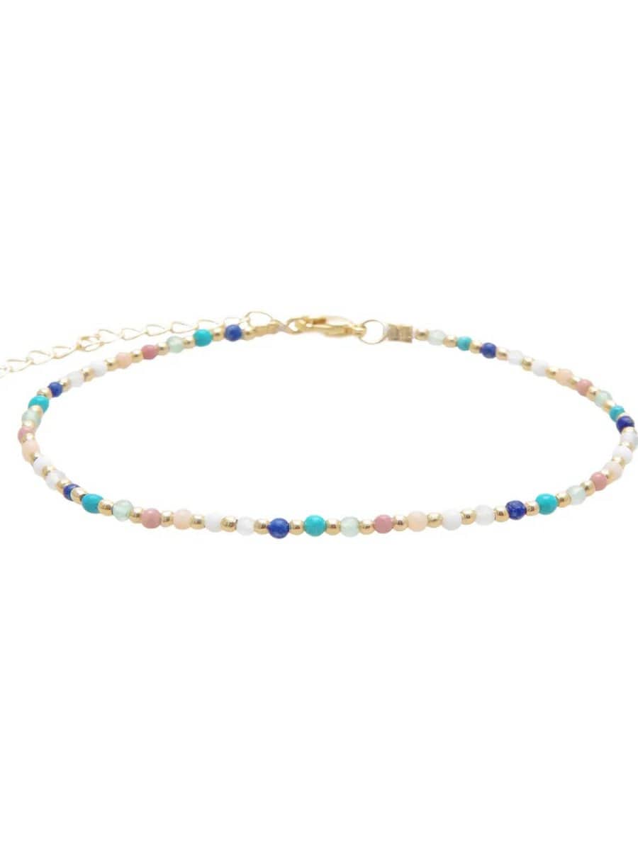 Spiritual Healer Healing 2mm Gold Chain Anklet - PINK ARROWS