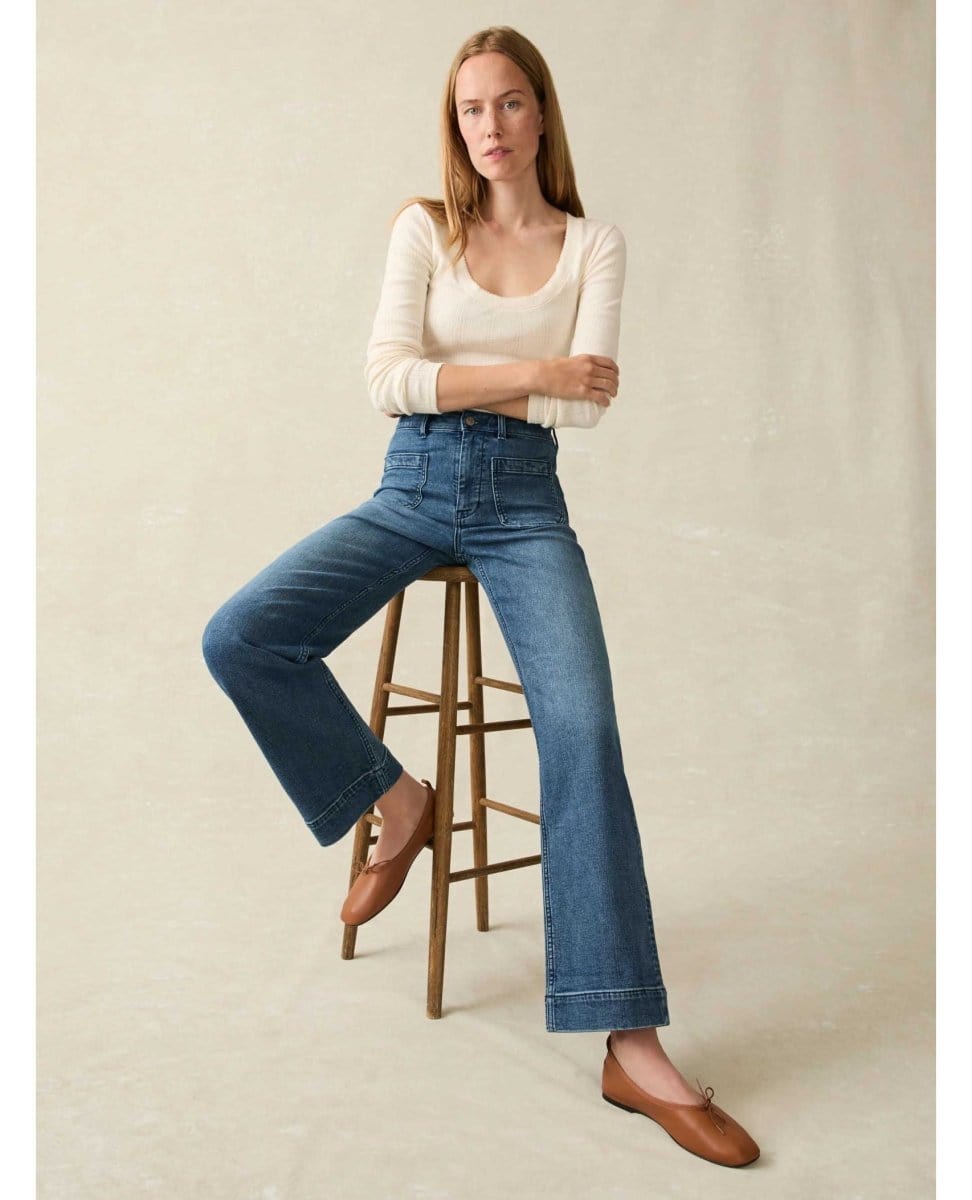 Stretch Terry Patch Pocket Jean Riverton Wash - PINK ARROWS