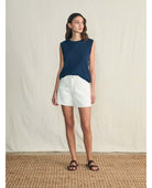 Sunwashed Slub Muscle Tank Navy - PINK ARROWS