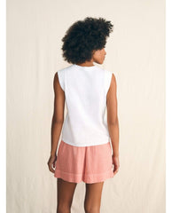 Sunwashed Slub Muscle Tank White - PINK ARROWS