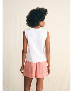 Sunwashed Slub Muscle Tank White - PINK ARROWS
