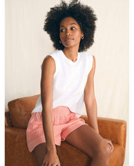 Sunwashed Slub Muscle Tank White - PINK ARROWS