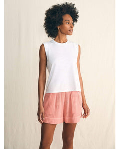 Sunwashed Slub Muscle Tank White - PINK ARROWS