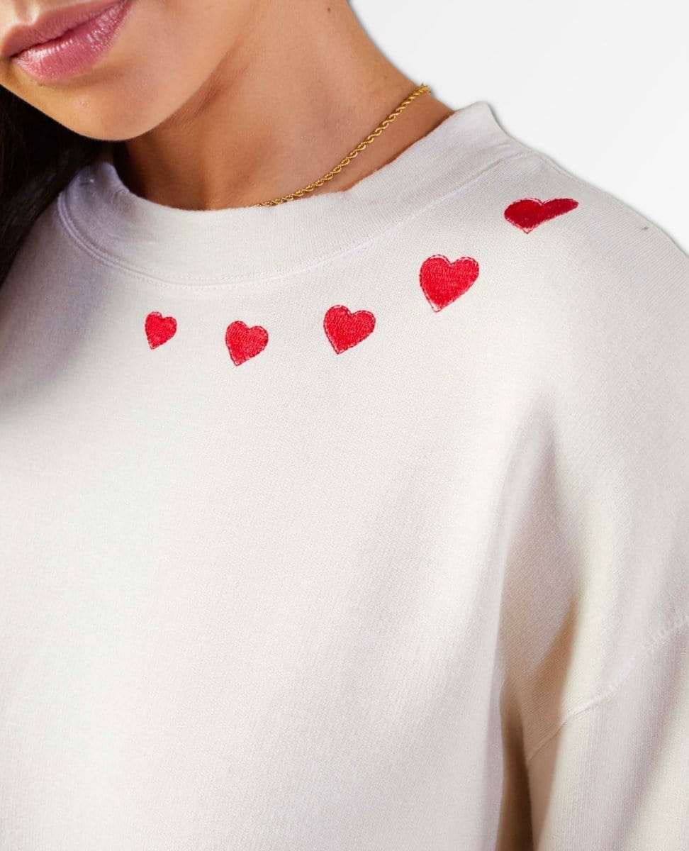 Super Soft Sweatshirt Off White Hearts - PINK ARROWS