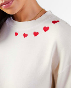 Super Soft Sweatshirt Off White Hearts - PINK ARROWS