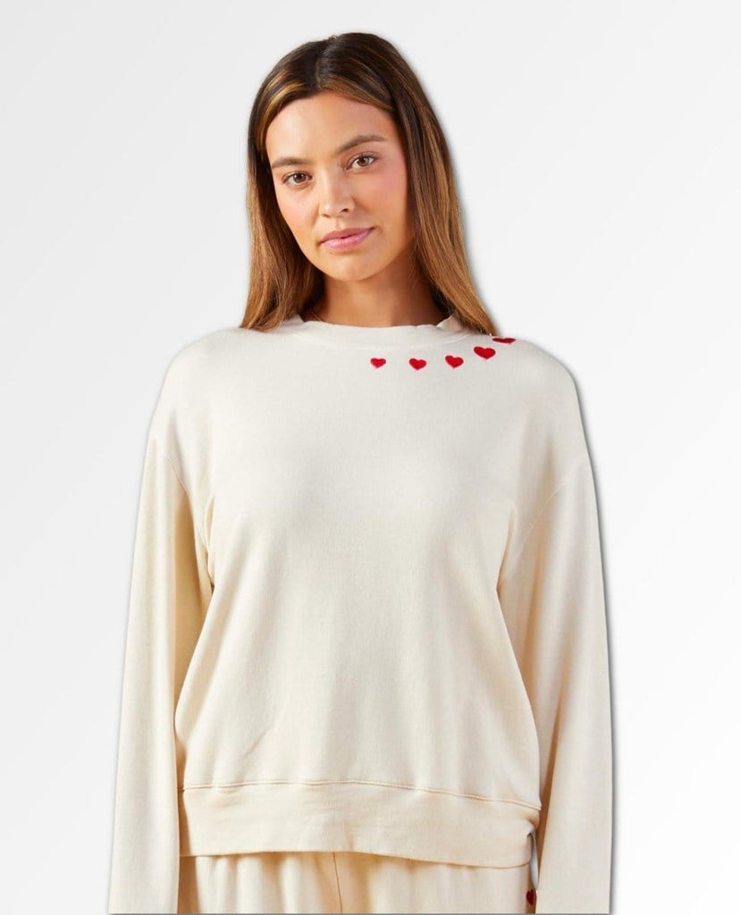 Super Soft Sweatshirt Off White Hearts - PINK ARROWS