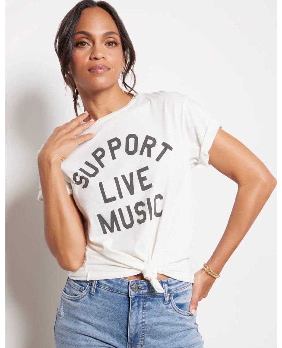Support Live Music Vintage Tee Ivory - PINK ARROWS