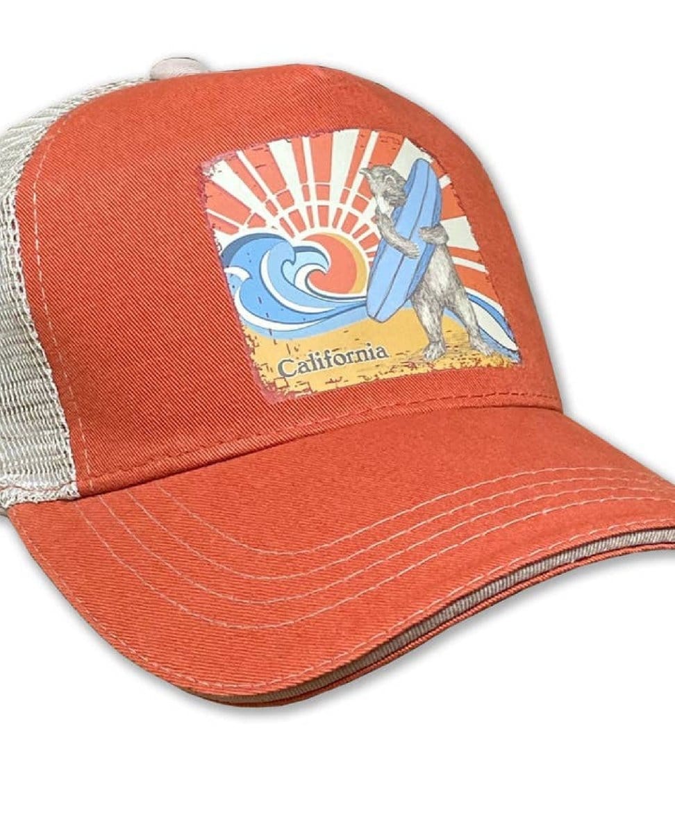 Surf Cali Bear Trucker Hat Burnt Orange - PINK ARROWS