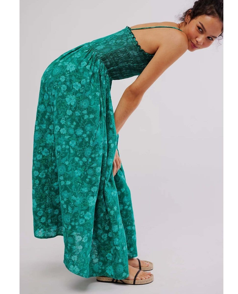 Sweet Nothings Midi Dress Green Print - PINK ARROWS
