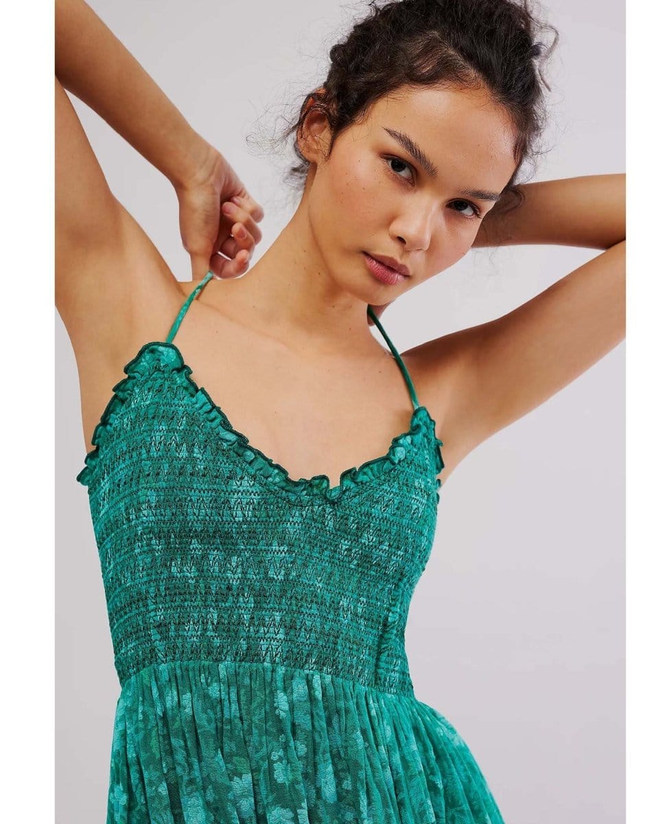 Sweet Nothings Midi Dress Green Print - PINK ARROWS
