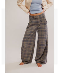 Tegan Barrel Trouser Blue Grey Combo - PINK ARROWS