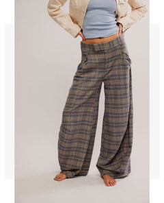 Tegan Barrel Trouser Blue Grey Combo - PINK ARROWS