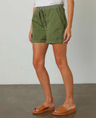 Tenley Drawstring Short Moss - PINK ARROWS