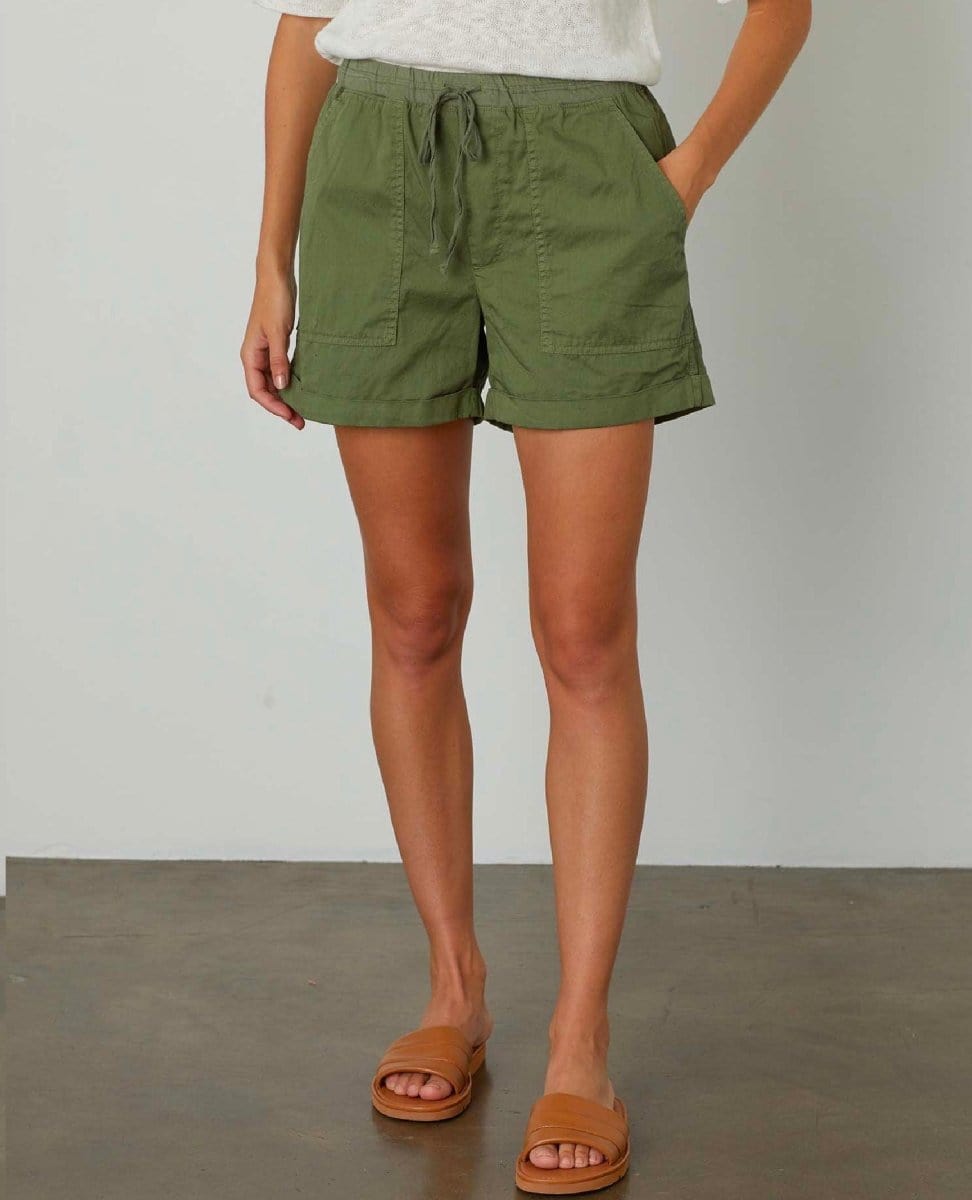Tenley Drawstring Short Moss - PINK ARROWS