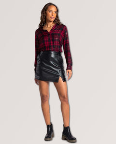 Tinsel Foil Shirt Cabernet - PINK ARROWS