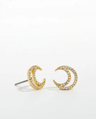 To The Moon And Back Stud Earrings 14k gold - PINK ARROWS