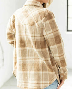 Tullis Plaid Cream Tan Shacket - PINK ARROWS