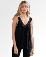 Twinkle Beaded Tank Top Black - PINK ARROWS