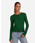Vance Henley Long Sleeve Top Verde - PINK ARROWS
